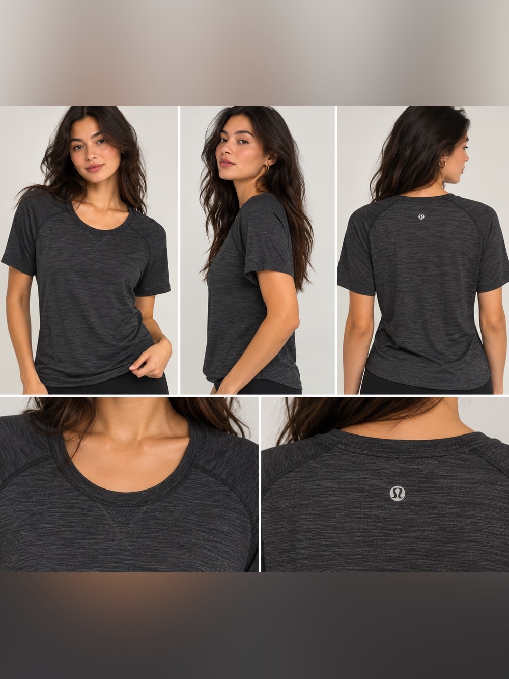 lululemon athletica Charcoal Heather Short Sleeve Crew Top